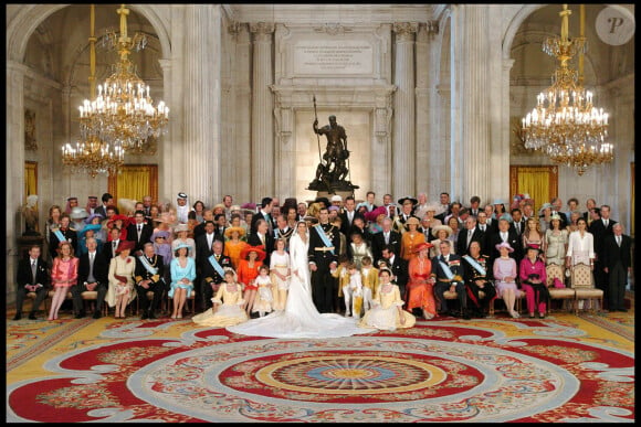 Letizia Ortiz et le prince Felipe - Mariage du prince Felipe d'Espagne et de Letizia Ortiz à Madrid, 22 mai 2004.