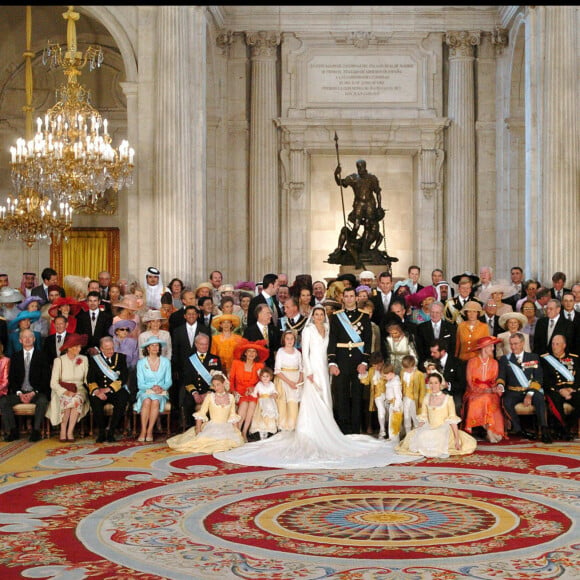 Letizia Ortiz et le prince Felipe - Mariage du prince Felipe d'Espagne et de Letizia Ortiz à Madrid, 22 mai 2004.