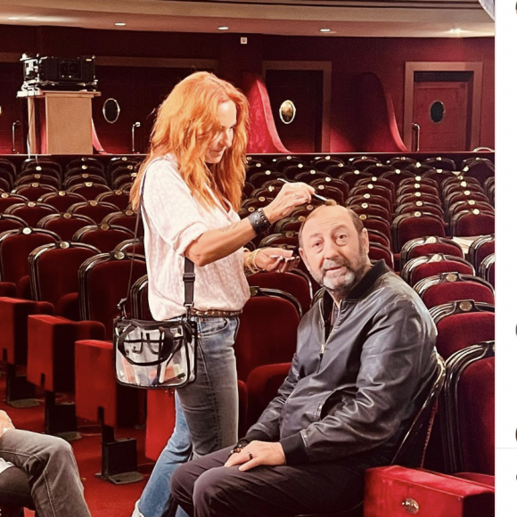 Isabelle Ithurburu et Kad Merad sur le tournage du portrait de l'acteur pour 50' Inside, le samedi 16 septembre 2023.