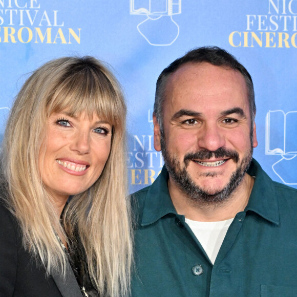 Mélanie Page et François-Xavier Demaison au photocall de la soirée du 8 octobre lors de la 4ème édition du festival Cinéroman à Nice. © Bruno Bebert / Bestimage