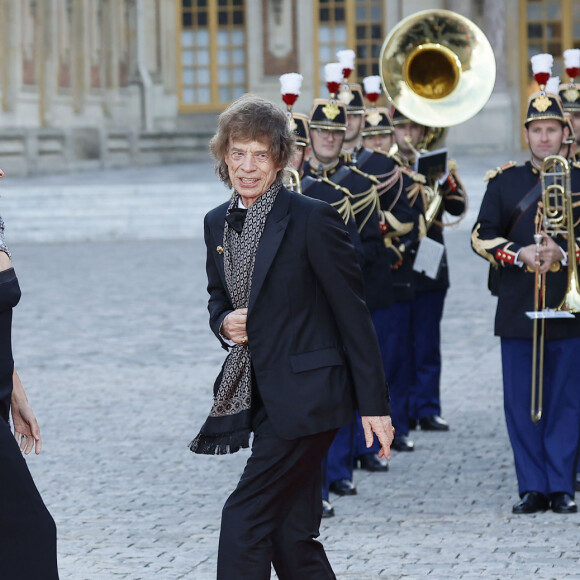 Sir Mick Jagger et sa compagne Melanie Hamrick - Dîner d'Etat au château de Versailles en l'honneur de la visite officielle du roi et de la reine d'Angleterre en France (20 - 22 septembre 2023), le 20 septembre 2023. 150 invités triés sur le volet ont été conviés à cette occasion. © Jacovides-Moreau / Bestimage 