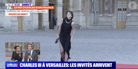 Charlotte Gainsbourg à son arrivée au château de Versailles pour le dîner d'Etat donné par Emmanuel Macron en l'honneur du roi Charles III et son épouse Camilla le 20 septembre 2023.