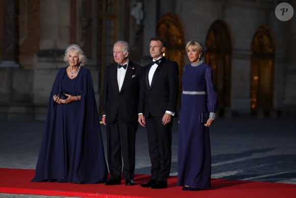 Toast et discours lors du dîner d'Etat au château de Versailles en l'honneur de la visite officielle du roi et de la reine d'Angleterre en France le 20 septembre 2023. © Imago / Panoramic / Bestimage