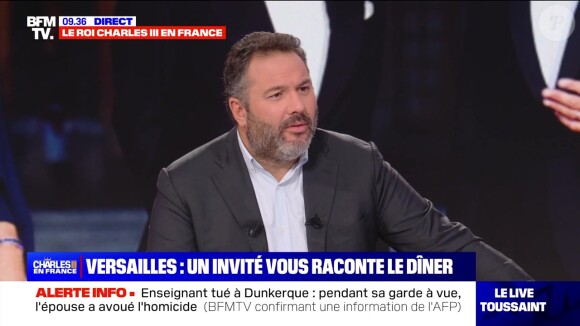 Guillaume Durand, invité au dîner d'honneur pour Charles III à Versailles, fait quelques révélations sur BFMTV