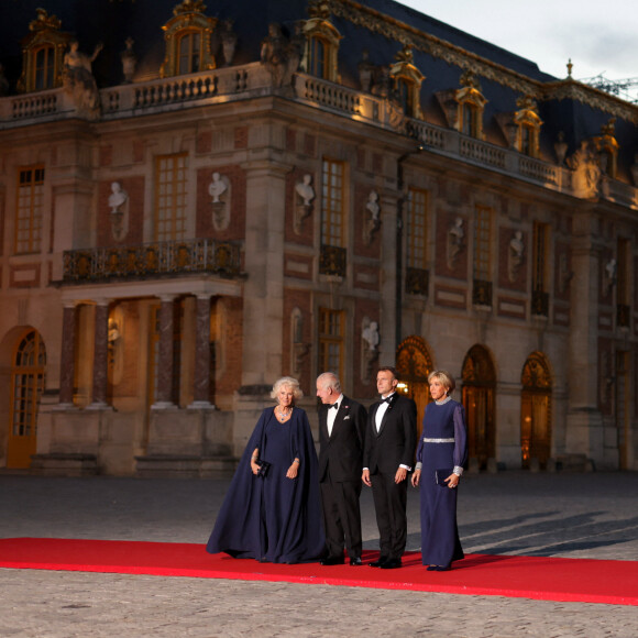 Toast et discours lors du dîner d'Etat au château de Versailles en l'honneur de la visite officielle du roi et de la reine d'Angleterre en France le 20 septembre 2023. © Imago / Panoramic / Bestimage