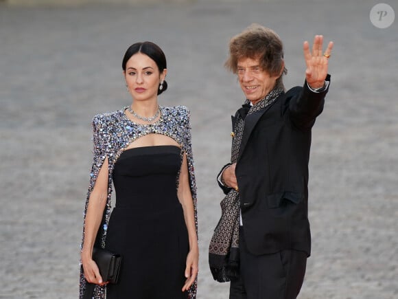 Mick Jagger et sa compagne Melanie Hamrick - Dîner d'Etat au château de Versailles en l'honneur de la visite officielle du roi Charles III d'Angleterre et de la reine consort Camilla Parker Bowles de 3 jours en France. Le 20 septembre 2023 