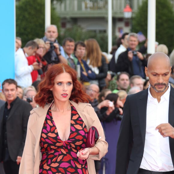 Audrey Fleurot enceinte et son compagnon Djibril Glissant - Avant-première du film "Everest" et soirée d'ouverture lors du 41ème Festival du film américain de Deauville, le 4 septembre 2015. 