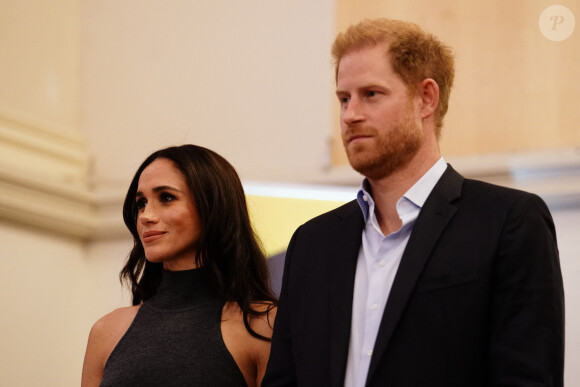 Le prince Harry, duc de Sussex et Meghan Markle, duchesse de Sussex, à la réception de l'IG25 et de l'Équipe du Canada à l'hôtel Hilton lors des Jeux Invictus à Düsseldorf, Allemagne, le vendredi 15 septembre 2023. 