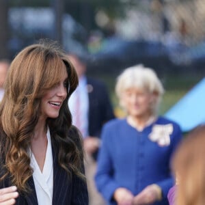 Le prince William, prince de Galles, et Catherine (Kate) Middleton, princesse de Galles, en visite au pavillon Grange à Cardiff, le 3 octobre 2023. L'objectif est de rencontrer des membres des aînés de Windrush Cymru, de Black History Cymru 365 et du Forum des jeunes des minorités ethniques du Pays de Galles, et entendre parler de la contribution de la génération Windrush à la Communauté galloise et découvrir comment les jeunes membres d'une minorité ethnique créent un changement positif au Pays de Galles. 