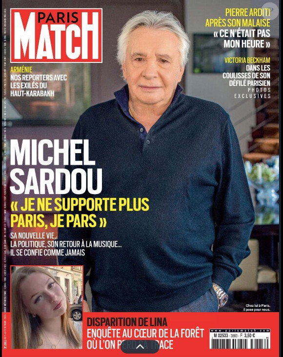 Retrouvez l'interview de Michel Sardou dans le magazine Paris Match, n° 3883, du 5 octobre 2023.