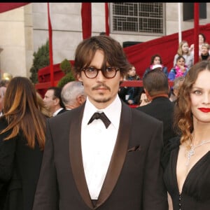 Johnny Depp et Vanessa Paradis - 80e cérémonie des Oscars en 2008, à Hollywood. 