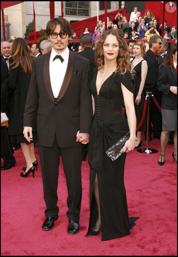 Johnny Depp et Vanessa Paradis - 80e cérémonie des Oscars en 2008, à Hollywood. 