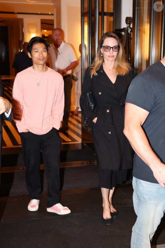New York, NY - Angelina Jolie heads to dinner with her son Pax in the West Village. Pictured: Pax Jolie-Pitt, Angelina Jolie