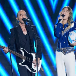 Exclusif - Calogero et Marie Poulain - Enregistrement de l'émission "Tous avec les bleus, le concert événement", diffusée en direct sur TF1 le 12 octobre 2023. © Cyril Moreau-Veeren / Bestimage