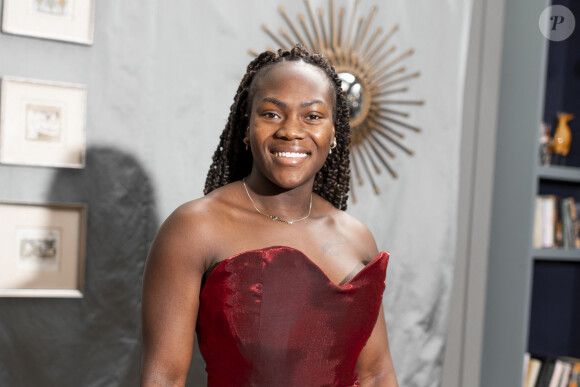 La judoka Clarisse Agbegnenou (Chocolatière : Hasnaâ Ferreira - Styliste : Jérémie Pujo) en essayage pour le défilé du Salon du Chocolat à Paris , le 10 octobre 2022. © Pierre Perusseau / Bestimage