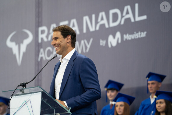 Rafael Nadal lors de la remise des diplômes de l'Académie Rafa Nadal par Movistar à Palma de Majorque. Le 15 juin 2023
