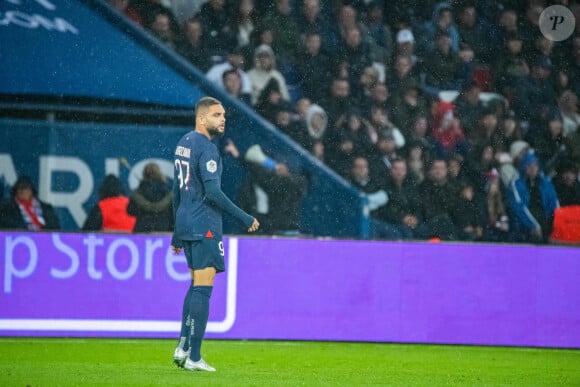 Layvin Kurzawa (Paris SG) lors du match de football Ligue 1 Uber Eats opposant le Paris Saint-Germain (PSG) au Racing Club de Strasbourg Alsace (RCSA) au Parc des Princes à Paris, France, le 21 octobre 2023. Le PSG a gagné 3-0.