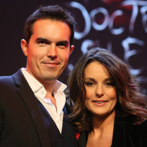 Maxime Chattam et sa femme Faustine Bollaert - Paris, le 16 11 2013 - Débat avec Stephen King au Grand Rex
