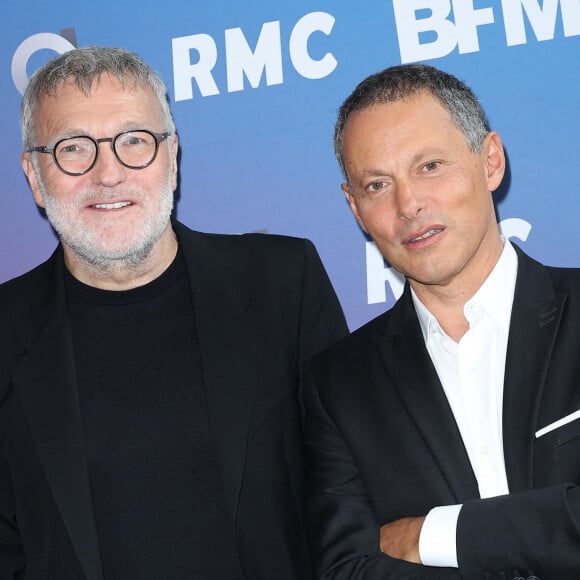 A ce jour, Laurent Ruquier est heureux d'assurer la présentation de sa nouvelle émission phare "Le 20H de Ruquier" sur BMFTV.
Laurent Ruquier et Marc-Olivier Fogiel lors de la conférence de presse de rentrée BFM TV. - RMC du groupe Altice France à Paris, France. © Coadic Guirec/Bestimage 