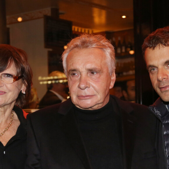 Michel Sardou et sa femme Anne-Marie Perier, Steve Suissa et Eric-Emmanuel Schmitt - Generale de la piece "The Guitrys" au theatre Rive Gauche a Paris, le 16 octobre 2013.