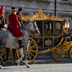 C'est un moment historique pour Charles III qui s'est joué. Celui qui a été fait roi à 74 ans, a ouvert sa première session parlementaire dans la Chambre des Lords au palais de Westminster.
Des manifestants brandissent des panneaux "Not my King" après l'ouverture officielle du Parlement à Londres.