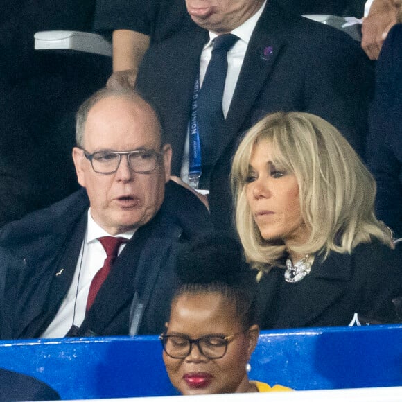 Brigitte Macron,Le prince Albert II de Monaco - Le président Emmanuel Macron et sa femme Brigitte ont assisté à la finale d ela coupe du monde de Rugby au stade de France à Saint-Denis le 28 octobre 2023. 