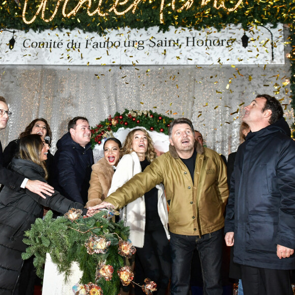 Fabien Zimmermann, Christina Milian, Elodie Fontan, Philippe Lellouche lors du lancement des illuminations du quartier du Faubourg Saint-Honoré à Paris, le 16 novembre 2023. Photo by Firas Abdullah/ABACAPRESS.COM