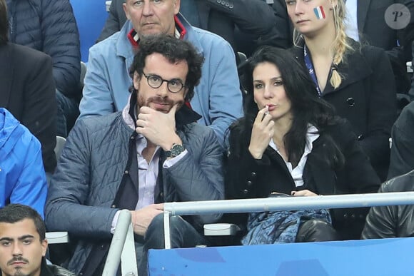 Marie Drucker et Mathias Vicherat lors du match du quart de finale de l'UEFA Euro 2016 France-Islande au Stade de France à Saint-Denis, France le 3 juillet 2016. © Cyril Moreau/Bestimage 