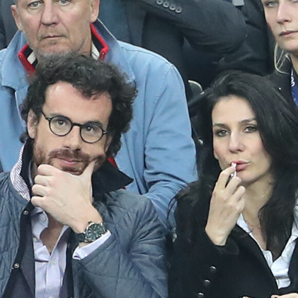 Marie Drucker et Mathias Vicherat lors du match du quart de finale de l'UEFA Euro 2016 France-Islande au Stade de France à Saint-Denis, France le 3 juillet 2016. © Cyril Moreau/Bestimage 