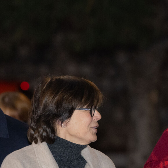 La princesse Stéphanie de Monaco, La princesse Charlène de Monaco - inauguration des illuminations de Noël sur la place du Casino de Monte-Carlo à Monaco, le 7 décembre 2023. © Olivier HuitelPool/Bestimage