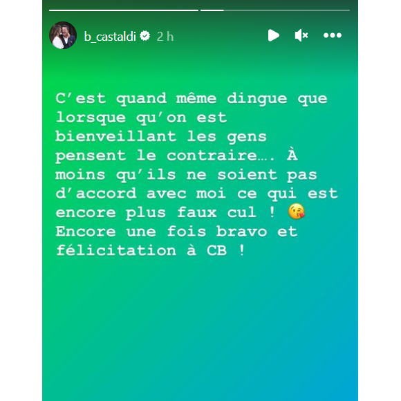 Benjamin Castaldi assure que son message à Christophe Beaugrand, qui reprend "Secret Story", n'était pas ironique.