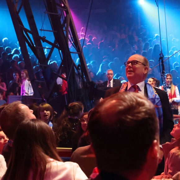 Le prince Albert II de Monaco et sa fille la princesse Gabriella - La famille princière assiste à une représentation lors de la 46ème édition du festival international du cirque de Monte-Carlo le 21 janvier 2024. © Claudia Albuquerque / Bestimage 