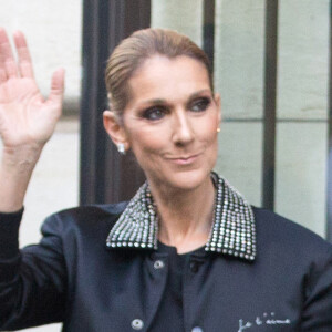 Céline Dion et son fils René-Charles Angelil sortent de l'hôtel Royal Monceau à Paris.