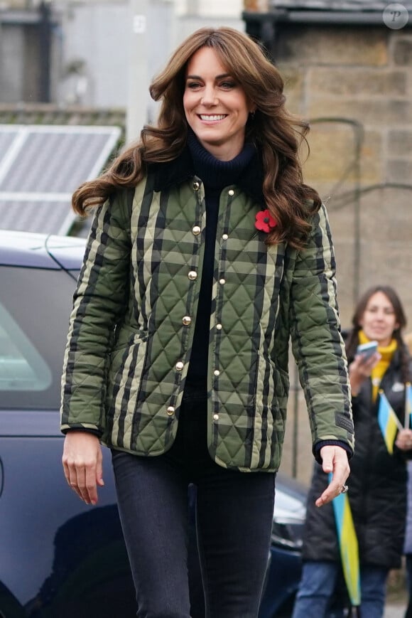 Kate Middleton, princesse de Galles, visite Outfit Moray, une organisation caritative primée à Moray (Ecosse), le 2 novembre 2023.