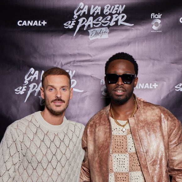 Exclusif - Dadju et M. Pokora (Matt Pokora) - Photocall et cocktail de la soirée pour la série documentaire "Ça va bien se passer, Dadju" en exclusivité sur Canal + au Royal Monceau à Paris le 12 septembre 2023. © Cyril Moreau/Bestimage