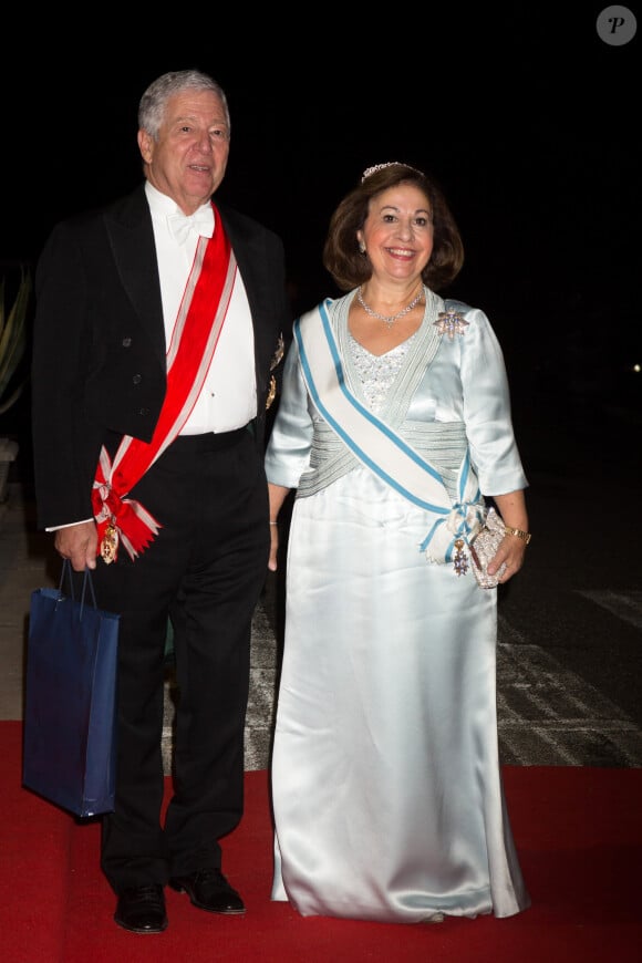 Le prince Alexandre et la princesse Catherine de Serbie - Arrivées des invités au dîner du mariage du prince Leka II d'Albanie et d'Elia Zaharia au palais royal à Tirana le 8 octobre 2016. 