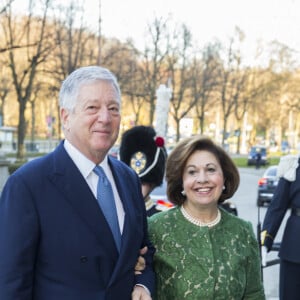 Le prince Alexandre de Serbie et la princesse Katherine de Serbie - Arrivées au concert pour le 70ème anniversaire du roi Carl Gustav de Suède au Musée Nordic à Stockholm. Le 29 avril 2016 