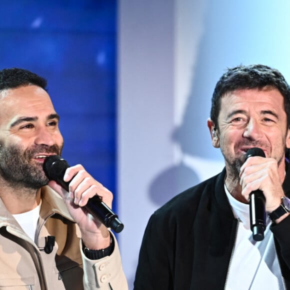 Exclusif - Ycare et Patrick Bruel - Enregistrement de l'émission Vivement dimanche au studio Gabriel à Paris, le 11 novembre 2023. © Guillaume Gaffiot / Bestimage