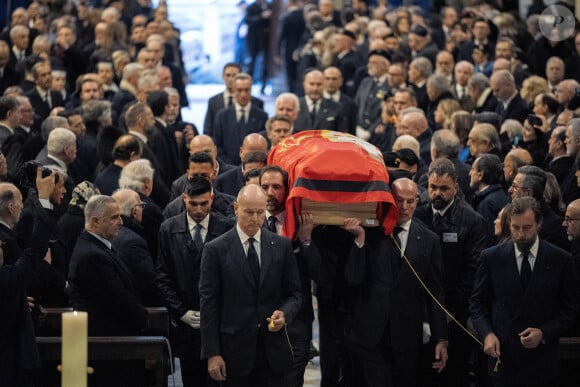 Le prince Dimitri de Yougoslavie, Le prince Aimone et la princesse Olga de Savoie Aoste - La cérémonie funéraire de Victor Emmanuel de Savoie, fils du dernier roi d'Italie, en la basilique de Superga près de Turin, le 10 février 2024.