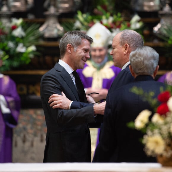 Le prince Emmanuel-Philibert de Savoie, Le prince Albert II de Monaco - La cérémonie funéraire de Victor Emmanuel de Savoie, fils du dernier roi d'Italie, en la basilique de Superga près de Turin, le 10 février 2024.