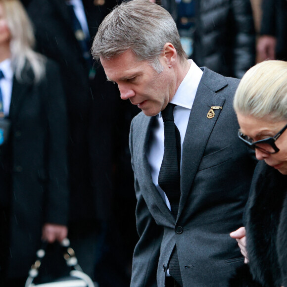 Le prince Emmanuel-Philibert de Savoie, Marina Ricolfi Doria - Les funérailles du prince Victor Emmanuel de Savoie, fils du dernier roi d'Italie, en la basilique de Superga, près de Turin, le 10 février 2004. 