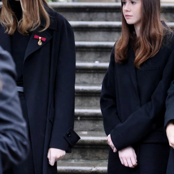 Les princesses Luisa et Vittoria de Savoie avec leur mère, la princesse Clotilde Courau de Savoie - Sorties des funérailles du prince Victor Emmanuel de Savoie en la basilique de Superga près de Turin le 10 février 2024. © Dominique Jacovides/Bestimage 