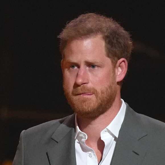 Le prince Harry et Meghan Markle lors de la cérémonie d'ouverture des Invictus Games 2020 à La Haye, le 16 avril 2022. 