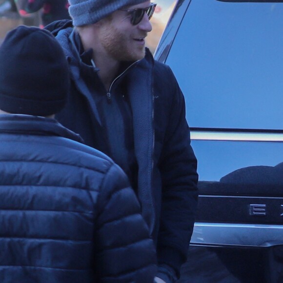 Le prince Harry, duc de Sussex et Meghan Markle, duchesse de Sussex, en visite au camp d'entrainement des athlètes des Invictus Games 2024 à Whistler en Colombie Britannique, le 14 février 2024. 
