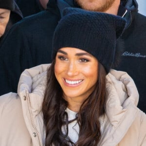 Le prince Harry, duc de Sussex et Meghan Markle, duchesse de Sussex, en visite au camp d'entrainement des athlètes des Invictus Games 2024 à Whistler en Colombie Britannique, le 14 février 2024. 