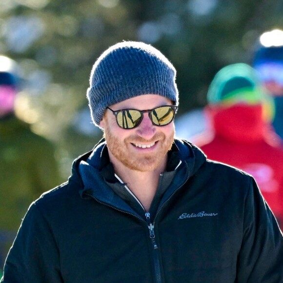 Le prince Harry, duc de Sussex et Meghan Markle, duchesse de Sussex, en visite au camp d'entrainement des athlètes des Invictus Games 2024 à Whistler en Colombie Britannique, le 14 février 2024. 