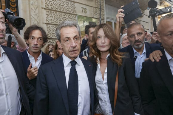 Nicolas Sarkozy, Carla Bruni-Sarkozy - Manifestation en soutien à Israël suite aux attentats du Hamas. Paris, le 9 octobre 2023. © Jack Tribeca / Bestimage 