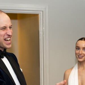 Alors qu'il discutait avec une jeune actrice récompensée, il a dit que le film "avait l'air amusant".
Le prince William, prince de Galles, assiste aux Bafta Film awards au Royal Festival Hall à Londres, le 18 février 2024. 