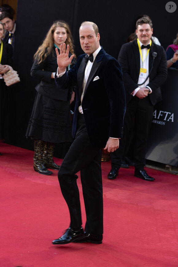 Le prince William, prince de Galles, assiste aux Bafta Film awards au Royal Festival Hall à Londres, le 18 février 2024. 