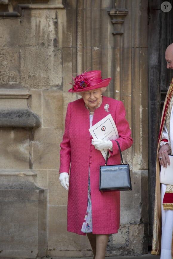 La reine Elisabeth II d'Angleterre - Mariage de Lady Gabriella Windsor avec Thomas Kingston dans la chapelle Saint-Georges du château de Windsor le 18 mai 2019. 